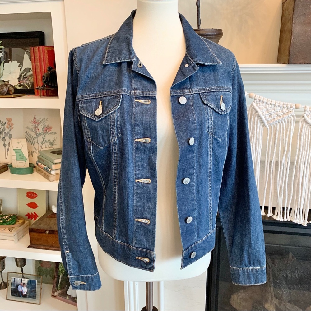 Lands End Button Down Denim Jacket - EUC